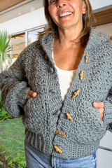 Crochet Hoodie Worn By A Woman thumbnail