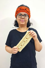 Headband Crochet Worn And Held By A Woman  thumbnail