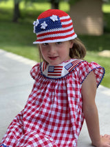 Crochet Bucket Hats Worn By A Girl thumbnail
