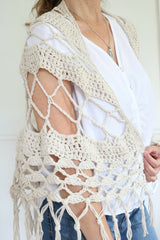 Crochet Shawl Worn By A Woman thumbnail