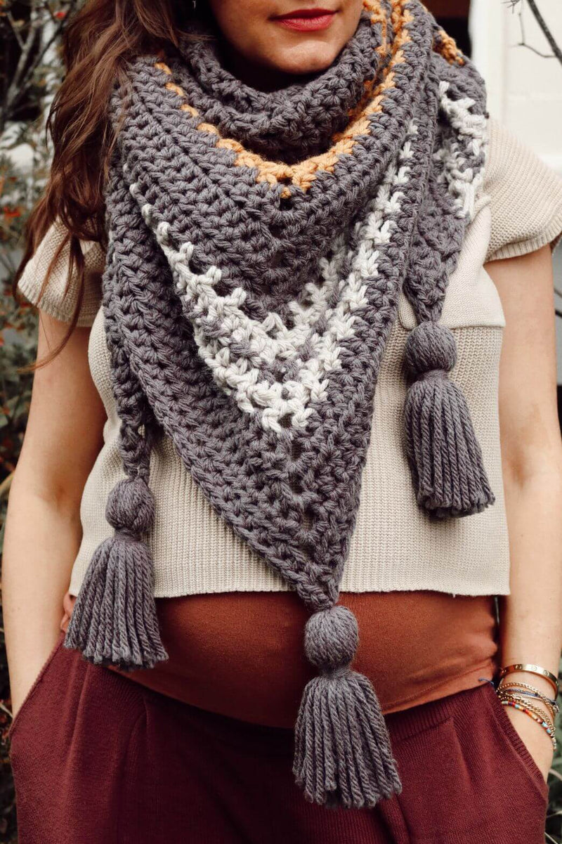 Scarf Crochet Pattern Triangle Shawl Wrap Knitting Pattern Moss