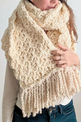 Crochet Scarf Worn By A Woman thumbnail