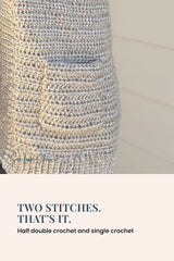 close-up of cardigan pocket showing two stitches half double crochet and single crochet thumbnail