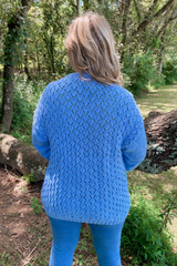 blue knit cardigan thumbnail
