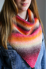 multicolor sunset yarn crocheted bandana cowl scarf thumbnail