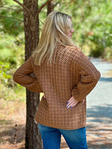 crochet sweater in nutmeg color thumbnail