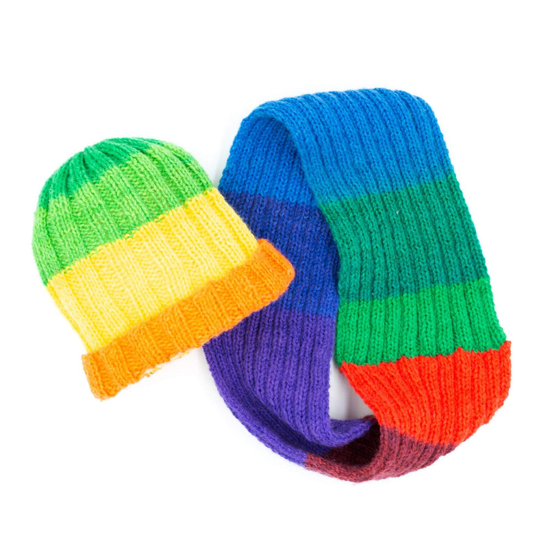 Knit Kit - Rainbow Hat and Cowl Set