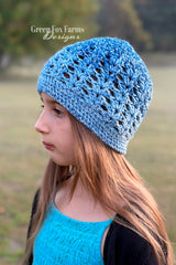 elixir beanie featuring ombre mandala yarn crocheted in a textured stitch pattern thumbnail