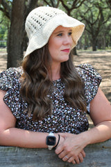 Crochet Hat Worn By A Woman thumbnail