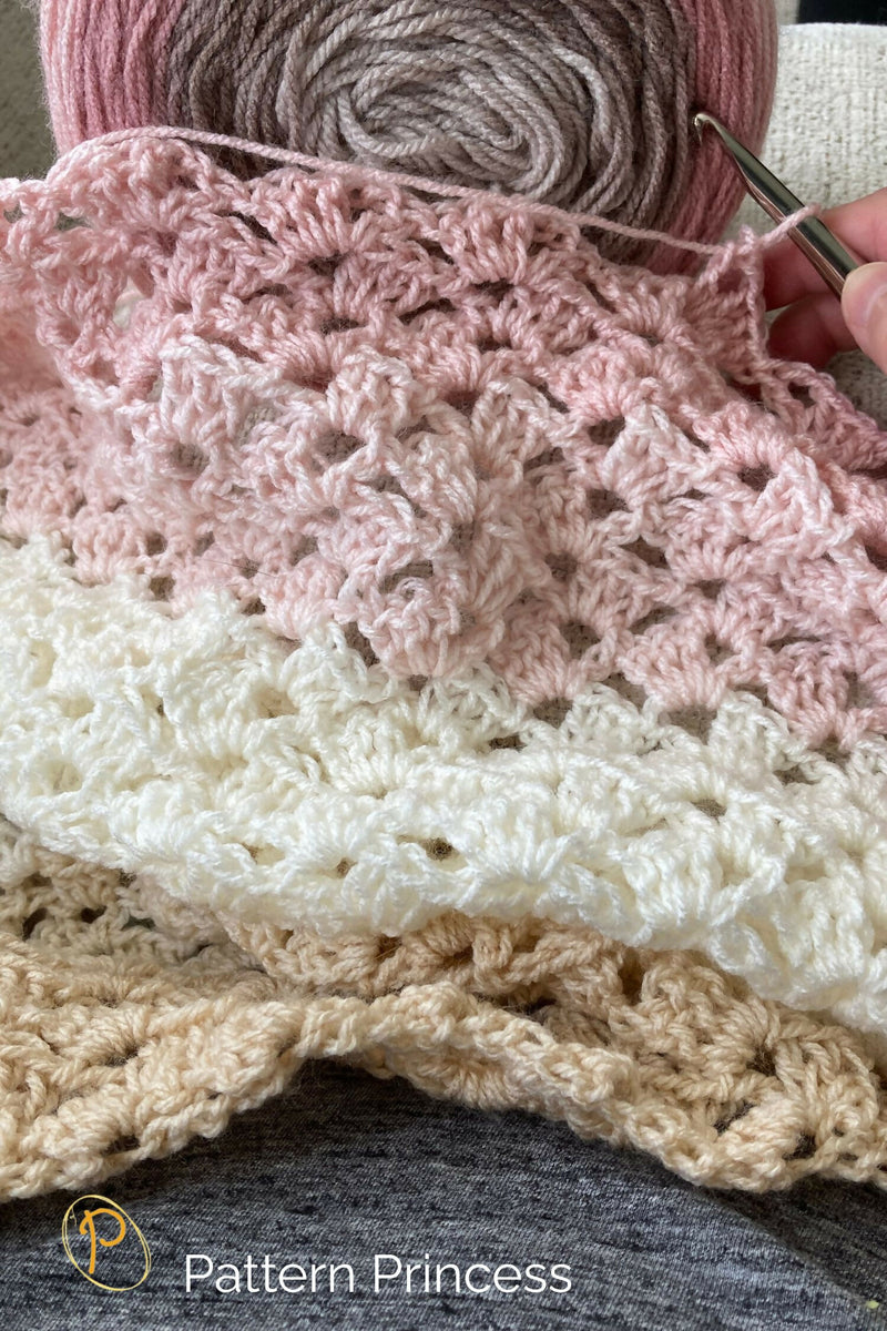 Sandstone and Rose Blanket close up of crochet stitches