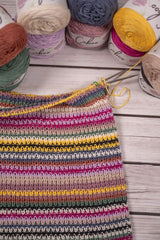 striped blanket, knitting needles, coboo yarn thumbnail