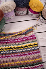 striped blanket, knitting needles, coboo yarn thumbnail