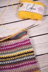 striped blanket, knitting needles, coboo yarn thumbnail