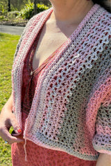 Crochet Cardi & Vest Worn By A Woman Side View thumbnail