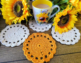  White and yellow coasters with a sunflower and mug thumbnail