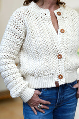 front view cardigan in cream thumbnail