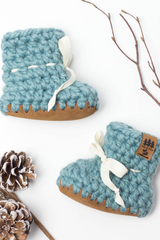 Crochet Baby Boots In Snow thumbnail