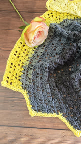 Rose On Top Of Black Crochet Scarf thumbnail