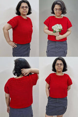 Four Angles Woman Wearing Red Crochet Top thumbnail