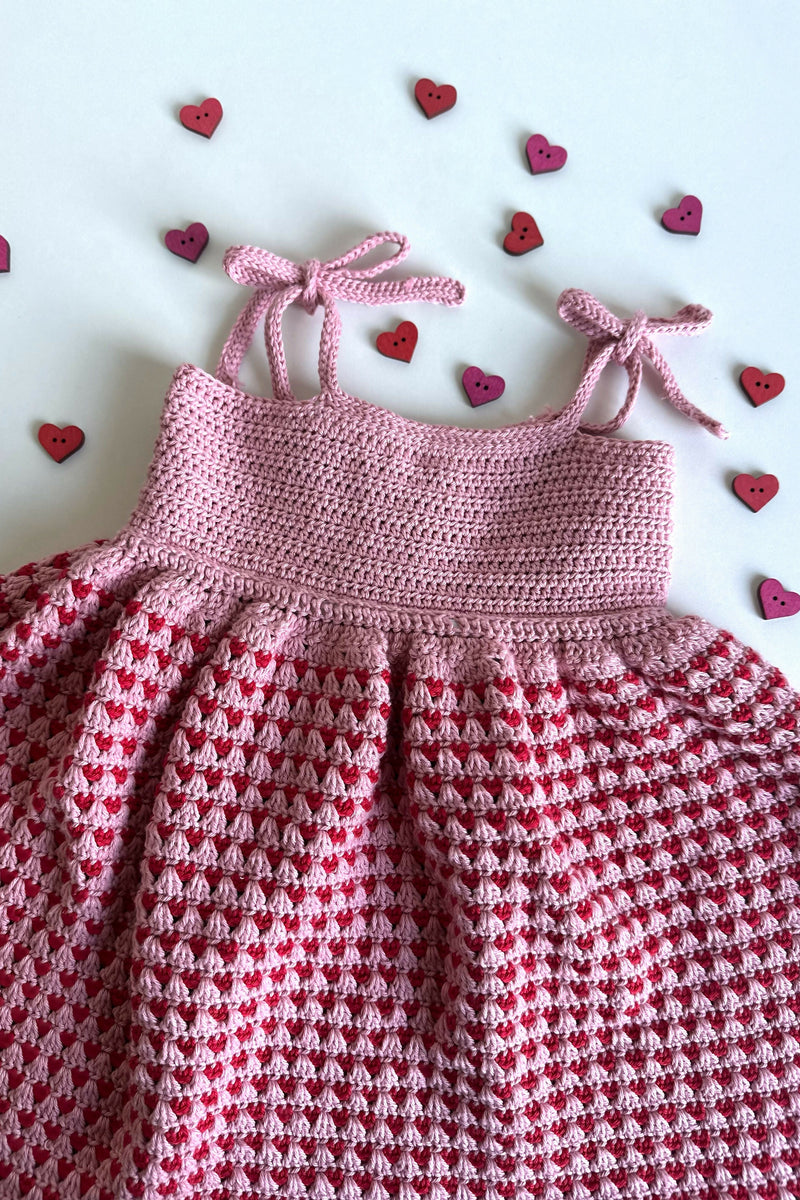 red and white crochet dress Petits Coeurs Crochet Dress (Crochet) – Lion Brand Yarn