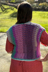 Crochet Cardi & Vest Worn By A Woman Back View thumbnail