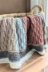 almond stitch preemie baby blanket crochet draped in a basket edge thumbnail