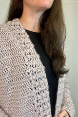 woman wearing crochet sweater thumbnail