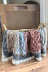 almond stitch preemie baby blanket crochet draped in a basket edge thumbnail