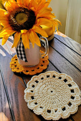  White and yellow coasters with a sunflower and mug thumbnail