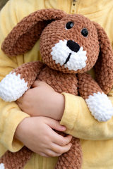 Brown Crochet Dogee Hugged By A Girl thumbnail