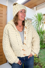 Crochet Hoodie Worn By A Woman thumbnail