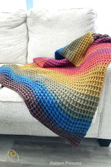 Textured Crochet Throw Blanket using Yarn Cakes thumbnail