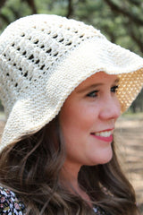 Crochet Hat Worn By A Woman thumbnail