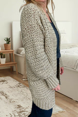 tan crochet cardigan right side view thumbnail