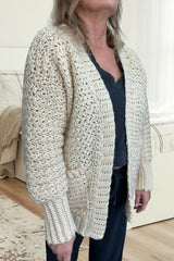 cream crochet cardigan thumbnail