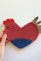rooster crochet trivet  thumbnail