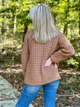 crochet sweater in nutmeg color thumbnail
