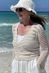 Crochet Cardigan Worn By A Woman thumbnail
