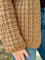 crochet sweater in nutmeg color thumbnail