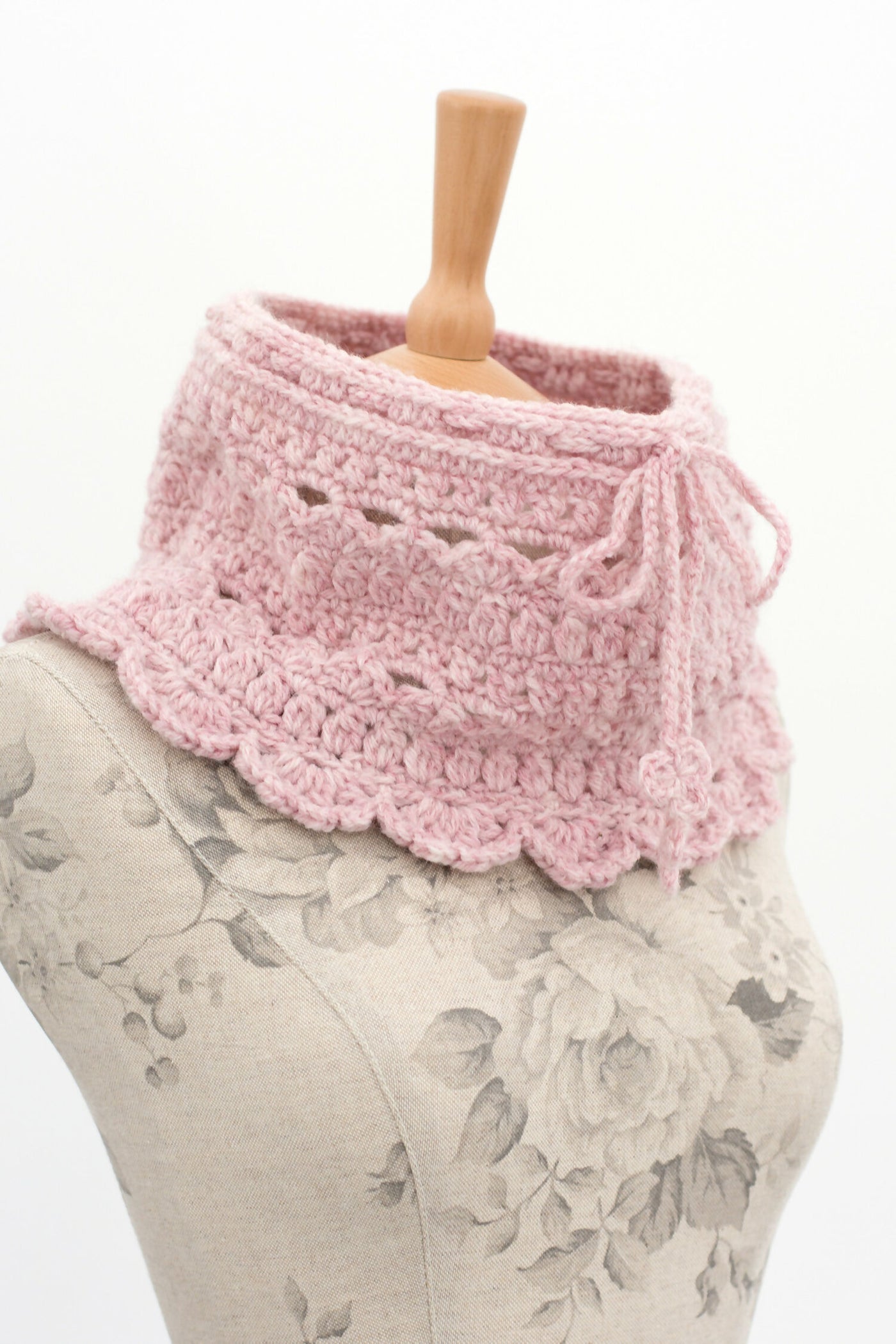 Crochet Beaded Pom Neck Warmer PATTERN ONLY - DIY Instant Download