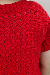 Close up Woman Wearing Red Crochet Top thumbnail