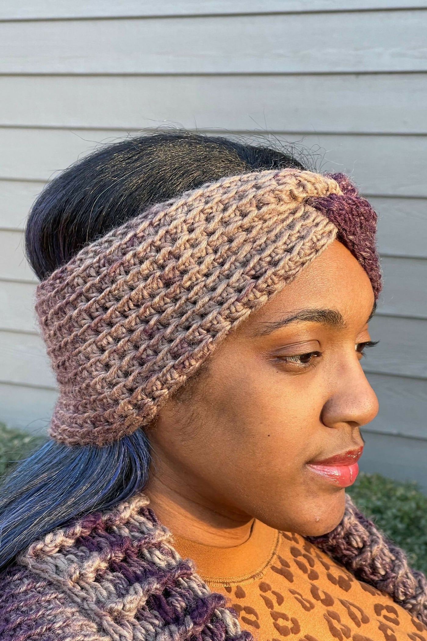 Wild Fable crochet boho head wrap/ear warmers w/ fleece lining CROCHET PATTERN - Boho Headband - Crochet Head Wrap Pattern  main image 2