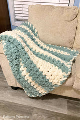 Blue and cream striped blanket thumbnail