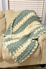 Blue and cream striped blanket thumbnail