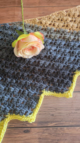 Rose On Top Of Black Crochet Scarf  thumbnail