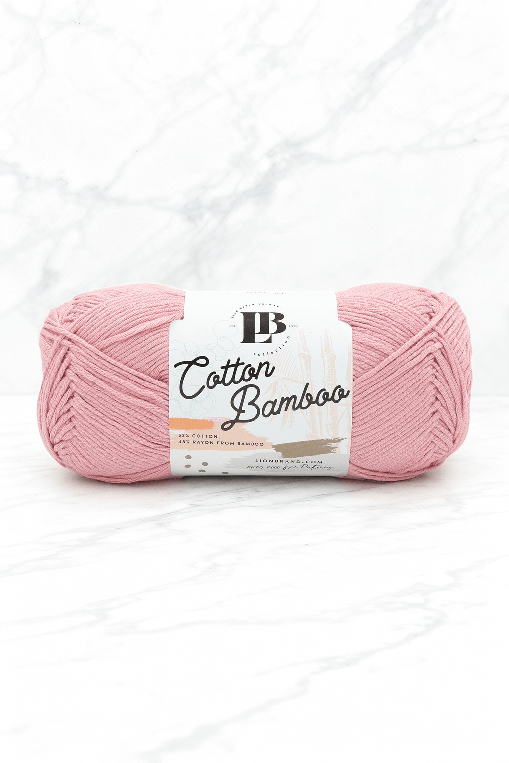 lucky brand 310yds light weight bamboo yarn Lion Brand lb Collection Cotton Bamboo Yarn in Cherry Blossom, Rayon, 3 Light / DK Weight