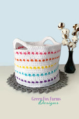 white crochet bag with colorful pattern thumbnail