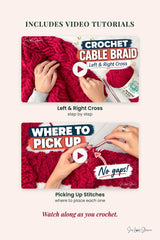 additional information for handmade red and white cable braid crochet Christmas tree skirt thumbnail