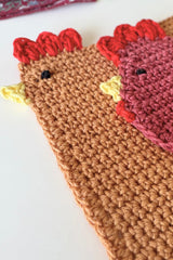 handmade chicken crochet trivet thumbnail