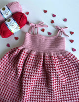 Crochet Dress With Yarns and Red Hearts  thumbnail